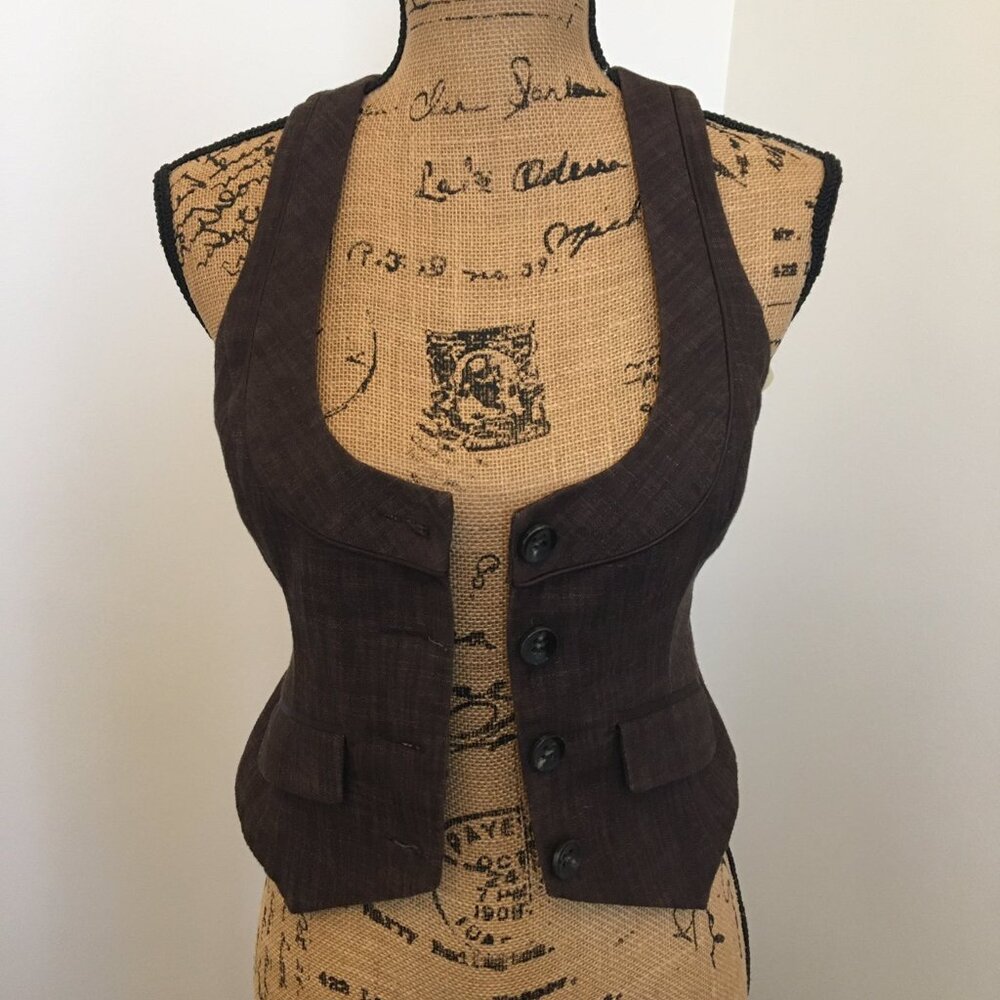 Brown Button-Up Vest Career Professional Dark Academia Victorian